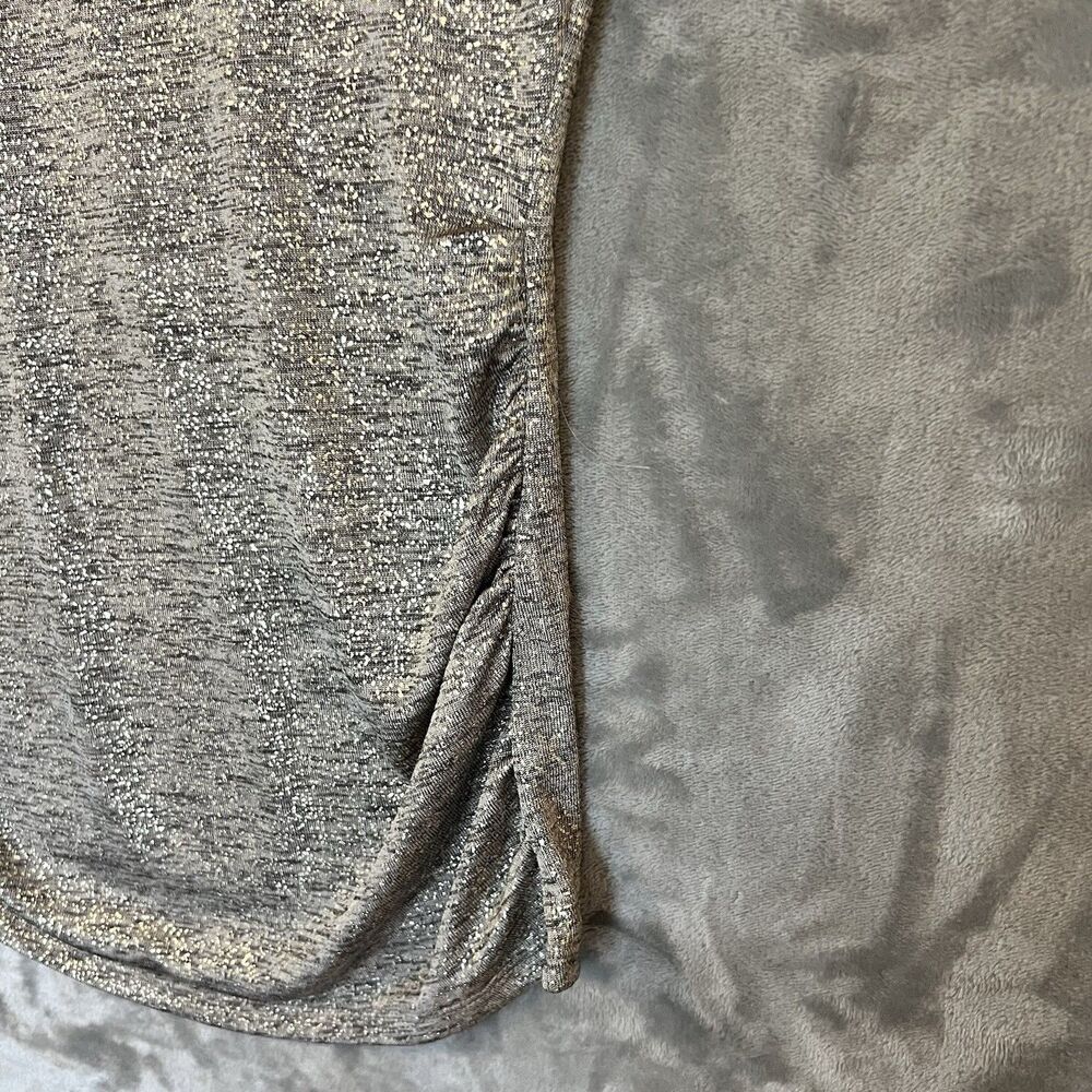 Calvin Klein Sleeveless Top Gold Shimmer Ruched Button Accent Size Small - Picture 5 of 10